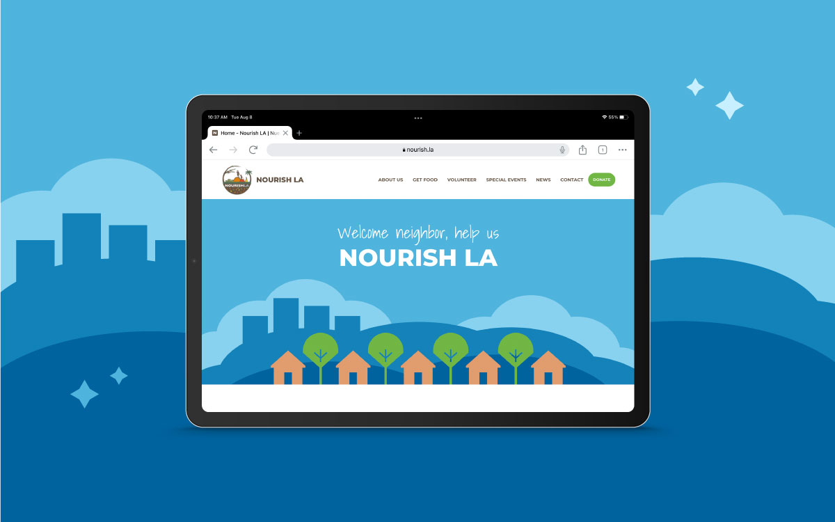 Nourish LA website on tablet