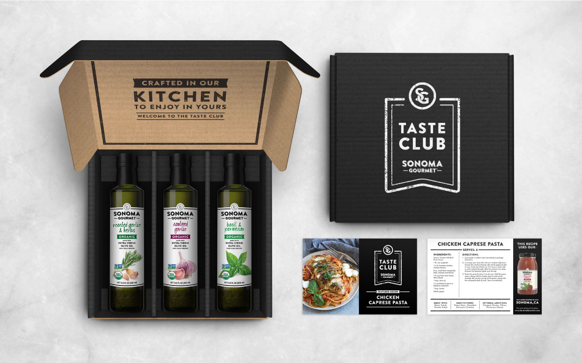 Taste Club subscription box with recipe cards